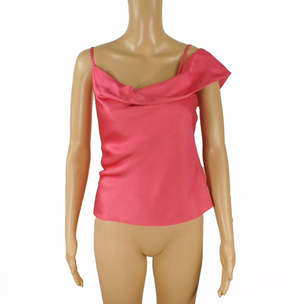 Reformation Hot Pink Satin Off Shoulder Tank Top